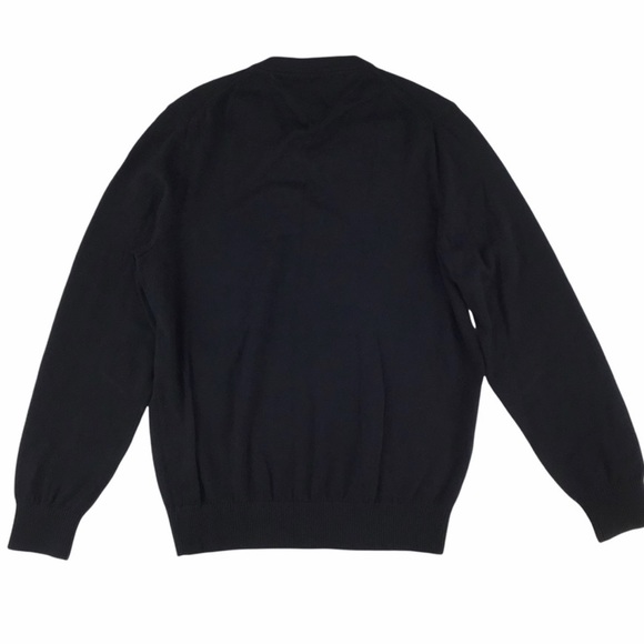 Tommy Hilfiger Black Signature Logo Solid V-Neck Sweater, Men’s Size Medium. - Picture 12 of 16